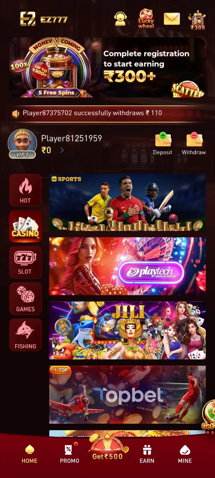 EZ777 sportsbook betting interface preview